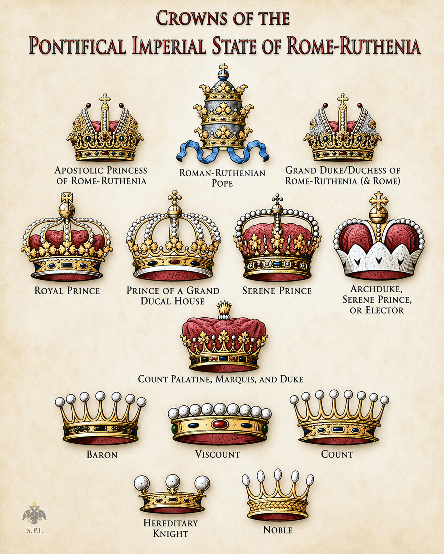 Crowns used by titled nobles of the Pontifical Court
